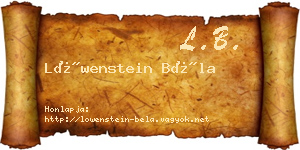 Löwenstein Béla névjegykártya
